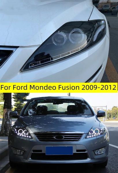 Faro delantero para coche Ford Mondeo 20 09-20 12, faros de fusión, luces antiniebla, luz de circulación diurna DRL H7, bombilla LED Bi Xenon, accesorio para coche