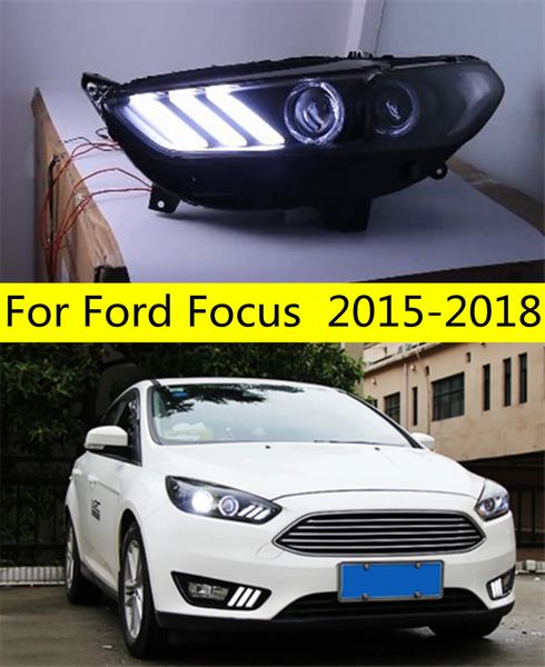 Lampe frontale pour Ford Focus phare LED 20 15-20 18 feux de circulation de voiture phares à feux de route feux avant Angel Eye