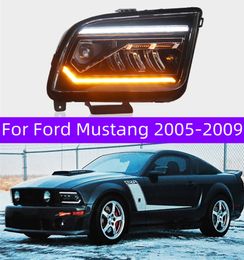 Hoofd Lamp voor Ford Mustang LED Koplamp 2005-2009 Koplampen Mustang DRL Richtingaanwijzer Grootlicht Angel Eye projector Lens