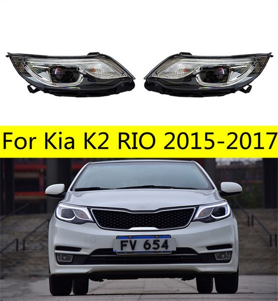 Faro delantero para Kia K2 20 15-20 17 RIO, faros delanteros DRL, señal de giro, lente de haz alto + bajo, luz frontal para correr