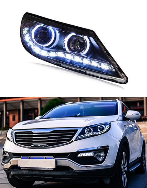 Lampe frontale pour Kia Sportage LED phare de jour 2011-2014 clignotant feux de route lentille de voiture