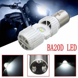 Lámparas de cabeza 1pc BA20D 4 LED Hi / Lo 20W Motocicleta Scooter Ciclomotor ATV Bombilla de faro