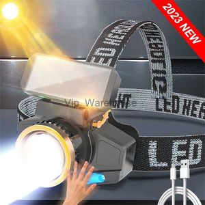 Head lamps 2023 mise à niveau phare Led lampe de poche LED rechargeable par USB phare capteur tête torche solaire charge lampe frontale pour la pêche HKD230922