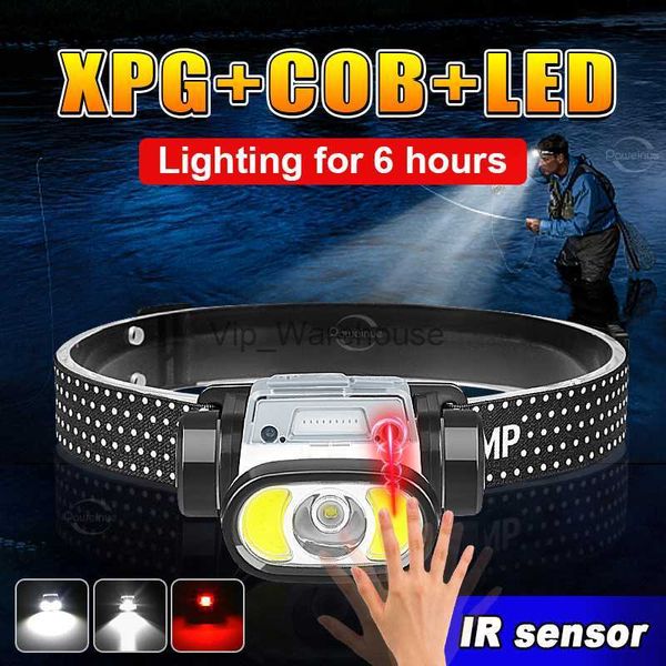 Head lamps 2023Batterie intégrée Camping puissant LED phare Portable chasse lumière phare Rechargeable pêche phare lumière de travail HKD230922