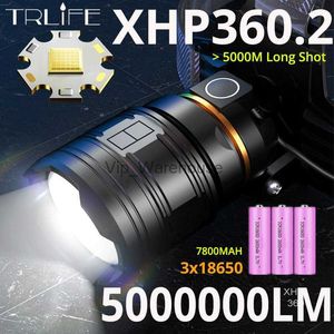 Head lamps 5000000LM Super puissance XHP360.2 36-core LED phare USB Zoom lanterne 5000M longue lumière frontale pour la pêche de nuit équitation Camping HKD230922