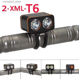 Lampes frontales lampe de poche de vélo 2400LM 2x XML T6 LED avant de vélo lumière Ultra feu phare de vélo lampe arrière feu arrière Q231013