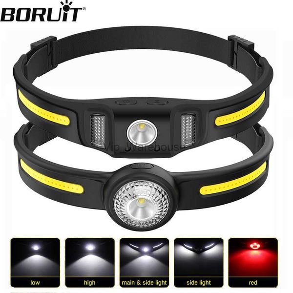 Head lamps BORUiT Mini lampe frontale à capteur puissant phares en Silicone 5 lumières Mode type-c lampe de poche Rechargeable étanche Camping HKD230922