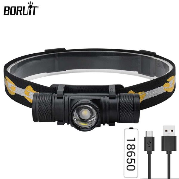 Lámparas de cabeza BORUiT Zoomable LED faro portátil impermeable linterna USB recargable trabajo faro pesca camping caza cabeza antorcha HKD230922