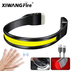 Head lamps COB Headlamp Outdoor Riding Night Running Light USB C Rechargeable Strong Light Fishing Headlight with Tail Red Light P230411