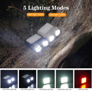 Lampes frontales Double faisceau Cap Clip sur la lumière Type-C Charge Porte-clés Lumière LED 1200mAh Portable 500LM 5 Modes étanche pour la pêche d'urgence HKD230922