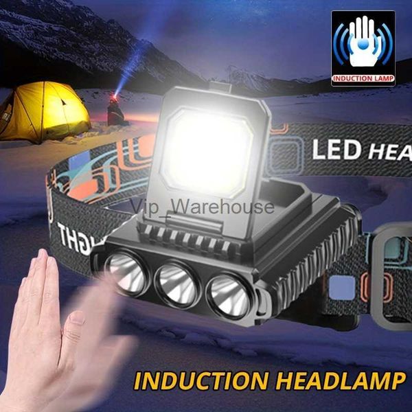 Lámparas de cabeza E2 Inducción LED Faro edc COB Linterna portátil Camping al aire libre Pesca Senderismo Cabeza Antorcha Linterna de cabeza de luz fuerte HKD230922