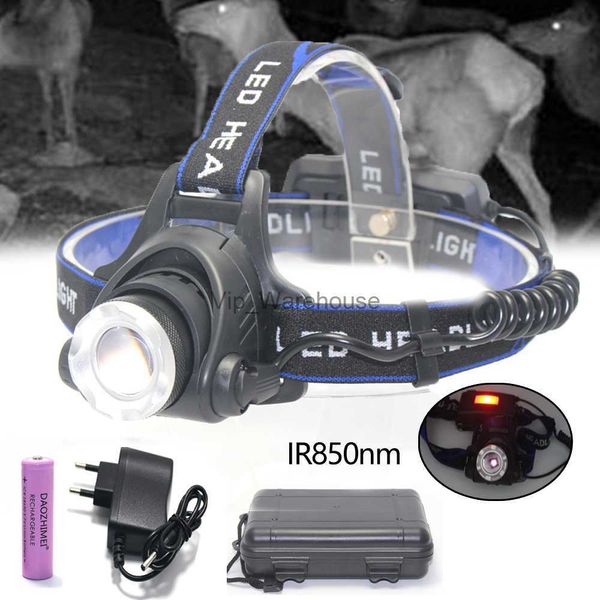 Faros delanteros IR 850nm Faro 3 modos LED Zoomable Faro infrarrojo LED Caza IR Visión nocturna Linterna Cabeza Luz Uso 1 * 18650 Batería HKD230922