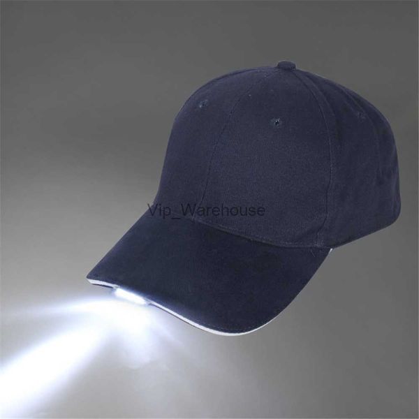 Lámparas de cabeza Gorra de lámpara LED Sombrero con batería con luz LED Linterna Faro para pesca al aire libre Trotar Gorra de béisbol Gorras de senderismo HKD230922