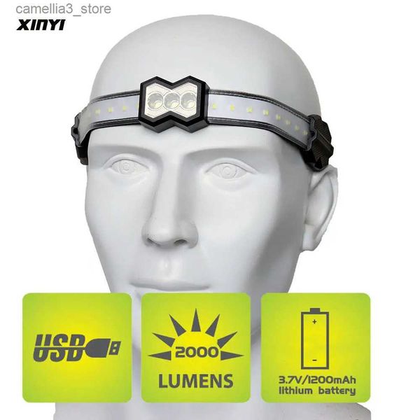 Head lamps Nouveau éclairage LED double source de lumière nuit lumière courante lumière d'équitation extérieure USB charge étanche forte lumière phare Q231013