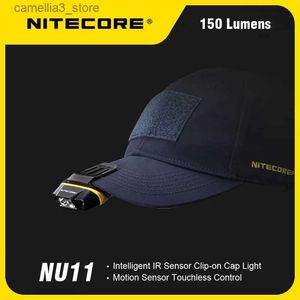 Hoofdlampen NITECORE NU11 Intelligente IR-sensor Chip-on-kaplamp 150 lumen 600 mAh Ingebouwde Li-in batterij USB-C oplaadbare mini-koplamp Q231013