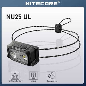 Head lamps NITECORE NU25 UL Headlamp 400 Lumen USB Rechargeable LED Headlamp Three Light Source Lamp Built-in Battery Flashlight Head Torch P230411