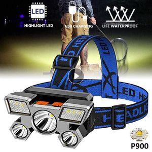 Head lamps Strong Headlight Led Five-head Aircraft Light Usb Rechargeable Head-mounted Small Flashlight Outdoor Miner's Lamp Headlamp Light P230411