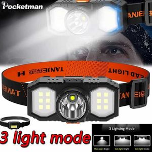 Head lamps Ultralight LED Headlamp USB Rechargeable 18650 AA Battery 3Modes Camping Headlight Waterproof Head Flashlight Fishing COB Light P230411