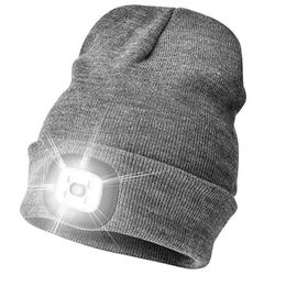 Hoofdlampen unisex LED beanie hoed met licht cadeau voor mannen en vrouwen met batterij winter gebreide verlichte koplamp hoeden draagbare koplamp fakkel p230411