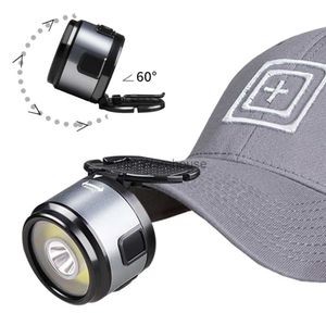 Head lamps Lampe frontale de Camping étanche chapeau pince lumière XPG + COB phare LED type-c USB chargement Camp pêche phare Angle réglable HKD230922