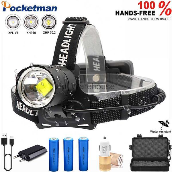 Head lamps XHP-70.2 Led phare pêche Camping phare haute puissance lanterne lampe frontale Zoomable USB Torches lampe de poche 18650 HKD230922