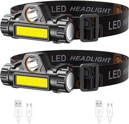 Hoofdlampen XP-G Q5 Koplamp Hoofdlamp koplamp Waterdichte 2500lm COB LED Ingebouwd in USB Oplaadbaar 18650 Batterij Working Light 5W P230411