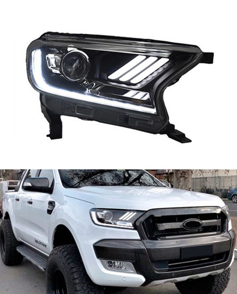 Luz principal para Ford Ranger LED faro de conducción diurna 2016-2021 señal de giro lámpara de Luz De Carretera accesorios de coche