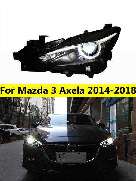 Головной светильник для Mazda 3 Axela, светодиодные фары 2014-18, светодиодные ходовые огни, ангельские глазки, линзы дальнего света, указатель поворота, лампа