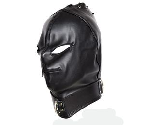 Masque de tête, capuche sexuelle, jeux pour adultes, fétiche, noir, exposer la bouche, les yeux, esclave, produits, jouets BDSM