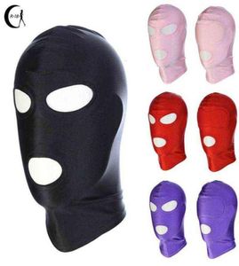 Masque de tête Spandex Lycra capuche Bdsm Sm jeu de rôle érotique Latex cuir fétiche bouche ouverte GQD08340836