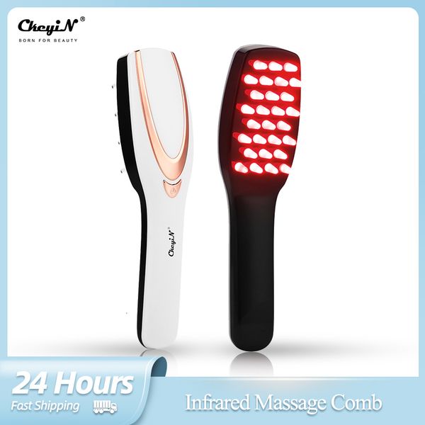 Masseur de tête CkeyiN 3 en 1 Peigne de massage infrarouge sans fil électrique Modes de croissance des cheveux Vibration Scalp Brush Anti Loss 230728