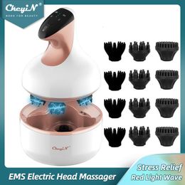 Hoofdmassager Ckeyin EMS hoofdhuid Massager Draadloze elektrische rotatie Kop Massage hersenzenuwstimulator Stressverlichting bevordert de bloedcirculatie 230815