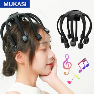 Hoofd Massager Electric Octopus hoofdhuidmassage -instrument met Bluetooth -muziektrillingen voor ontspannen stressverlichting verbeteren slaap 221027