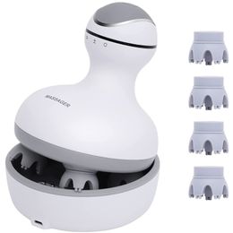 Masseur de tête Masseur électrique du cuir chevelu avec 4 têtes de massage Gratte-tête portable Pétrir les tissus Massage anti-stress pour la relaxation musculaire 230211