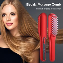 Masseur de tête Peigne de massage infrarouge sans fil électrique Croissance des cheveux Massage par vibration LED Pon Thérapie Tête Masseur du cuir chevelu Anti-perte de cheveux Soins 231218