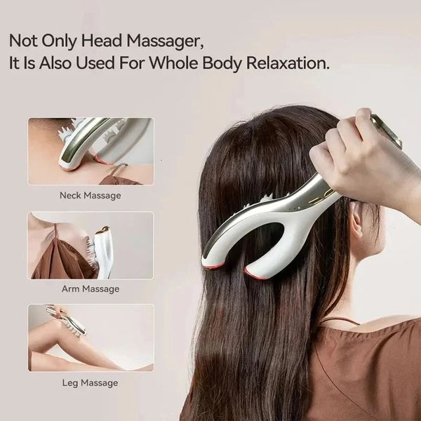 Masseur de tête EMS microcourant masseur de tête lumière rouge Anti perte de cheveux Massage vibrant nourrir le cuir chevelu épaule cou appareil de soins de Relaxation 231020