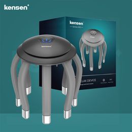 Masseur de tête Kensen masseur de tête électrique casque cuir chevelu avec 8 contacts de massage 6 modes rechargeable sans fil pour un sommeil relaxant 230211