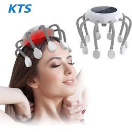 Masseur de tête KTS Electric Octopus Massage du cuir chevelu Musique 5 modes 14 contacts vibrants Thérapie par la lumière rouge pour se détendre Soulagement du stress 230728
