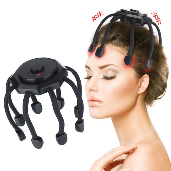 Masseur de tête Octopus Masseur de tête électrique Massage par vibration à 3 modes pour soulager la fatigue de la tête Résister au stress et faire pousser les cheveux Portable sans fil 230406