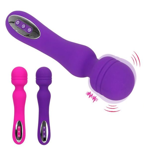 Masseur de tête Masseurs de baguettes en silicone 12 modes vibrants puissants vibrateurs magiques de massage USB