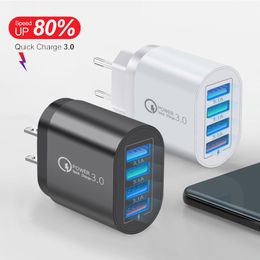 Cargadores de pared rápidos para teléfonos móviles, venta directa de fábrica, 3A, QC3.0, 4USB, cargador de cabezal de carga para tableta y teléfono inteligente