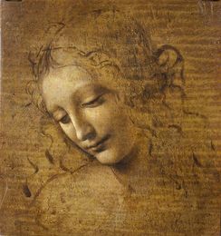 Hoofd van een vrouw door Leonardo da Vinci olieverfschilderijen reproductie figuur canvas muur kunst foto's voor hal, woonkamer, kantoor, woondecoratie, handgeschilderd
