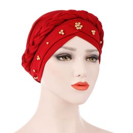 Pañuelo para la cabeza para mujeres musulmanas, gorro turbante de algodón sólido, gorros Hijab, hiyab interior para mujer, turbante árabe musulmán para mujer