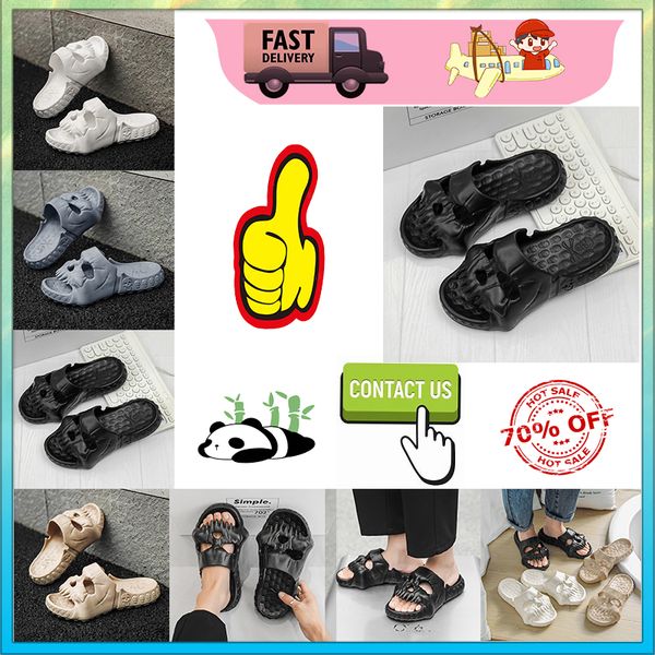 Cabeza Esqueleto Plataforma Casual Diseñador Divertido Una Palabra Arrastre Zapatillas Deslizadores De Verano Hombres Mujeres Diapositivas Sandalias Suave Cojín Grueso Zapatilla Nube Diapositiva Wo