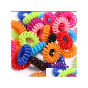 Hoofdband 150 stuks / spiraalvormige haarbanden Geen vouw Telefoonsnoer Elastisch Snoep Kleuren Spoelen Ringen Colorf Paardenstaarthouders Accessoires voor Drop D Dhgg9