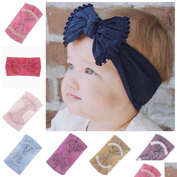 Diadema Marca Bebé Hairband Niño Arco Pelos Banda Borla Niñas Diademas Gran Nudo Turbante Niños Accesorios para el cabello 22 Diseños Wy1435 Dro Dhhrx