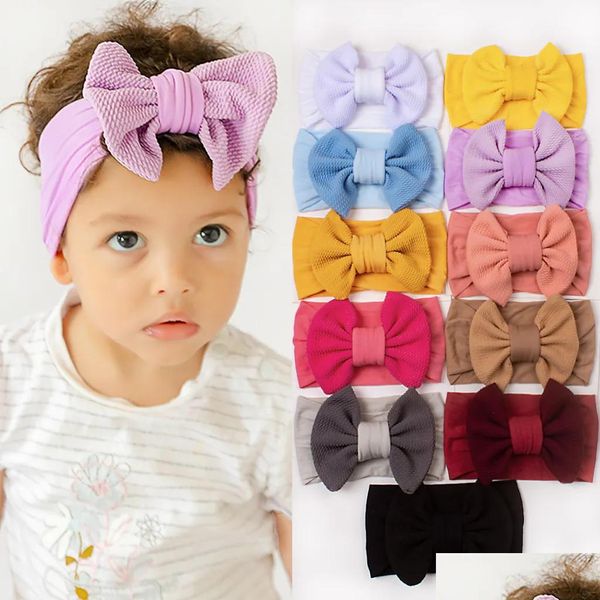 Diadema Color Caramelo Banda para el cabello Bebé Headwear Hilo Tocado Niños Nylon Bow Wide Drop Entrega Productos Accesorios Herramientas Otkce