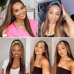 Hoofdband Capless Pruiken P4 27 Silky Straight 10-28inch Indian Human Hair Piano Kleur 150% 180% 210% Dichtheid