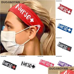 Hoofdband elastische melk zijden verpleegkundige knop gezicht mondmasker oefening yoga sport hoofd band haar accessoires drop levering producten dhjdc