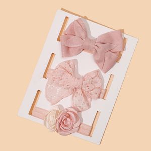 Bandeau pour enfants filles doux bébé élastique bandeau de cheveux nouveau-né tête fleur bambin bandeau chapeaux enfant accessoires 3 pièces/ensemble